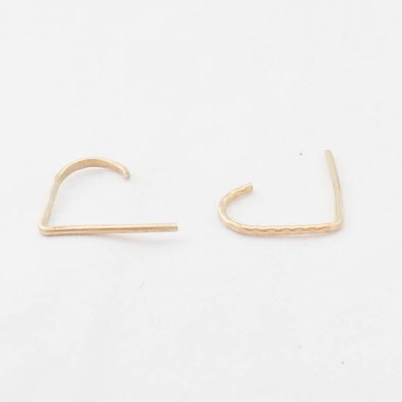 925/14K Textured Ear Suspender Stud Earrings - Picture 3 of 5